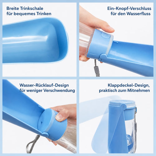 PawFlow™ Mobile Reise-Trinkflasche 450 ml – Frisches Wasser für unterwegs