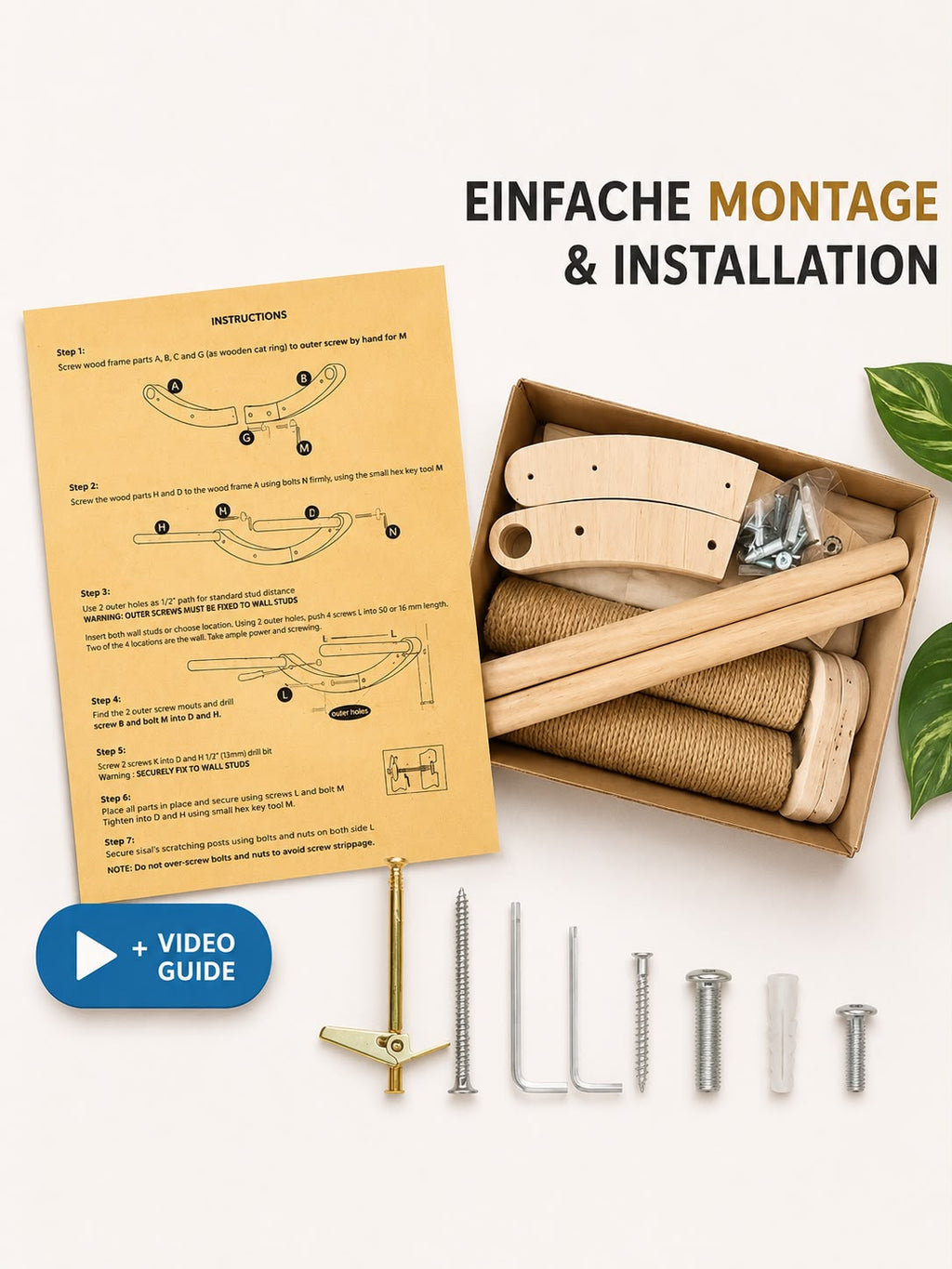 PawFlow Wandmontiertes Katzennest aus Holz