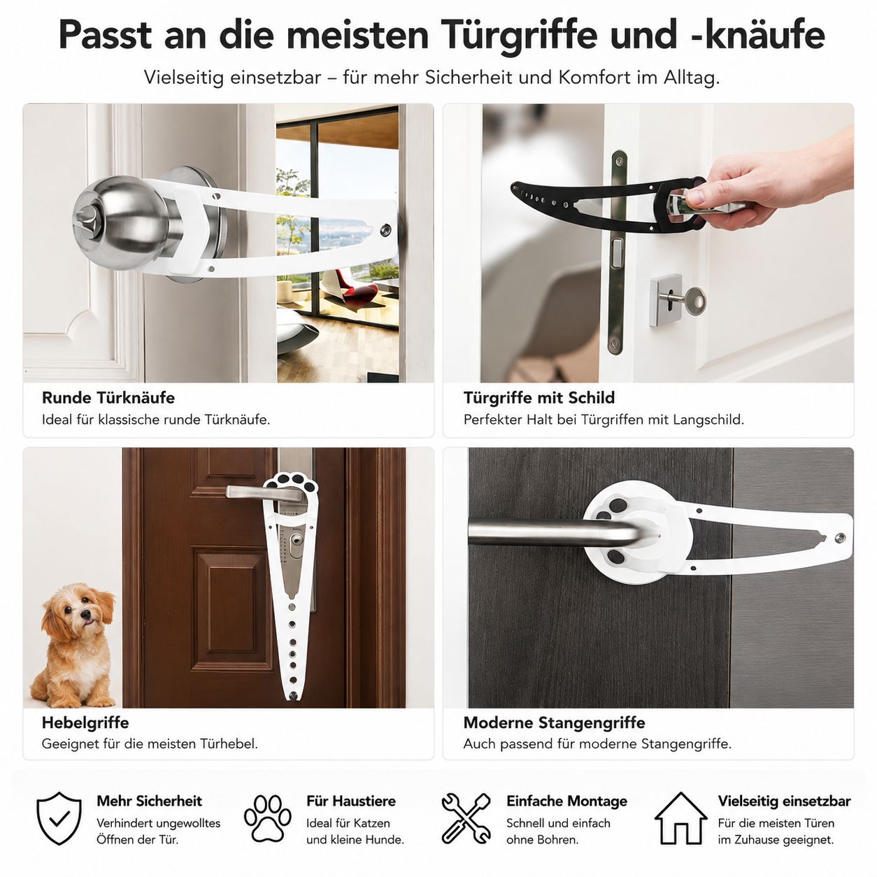 PawFlow Türhalter – Verstellbare Türsicherung mit Pfotendesign