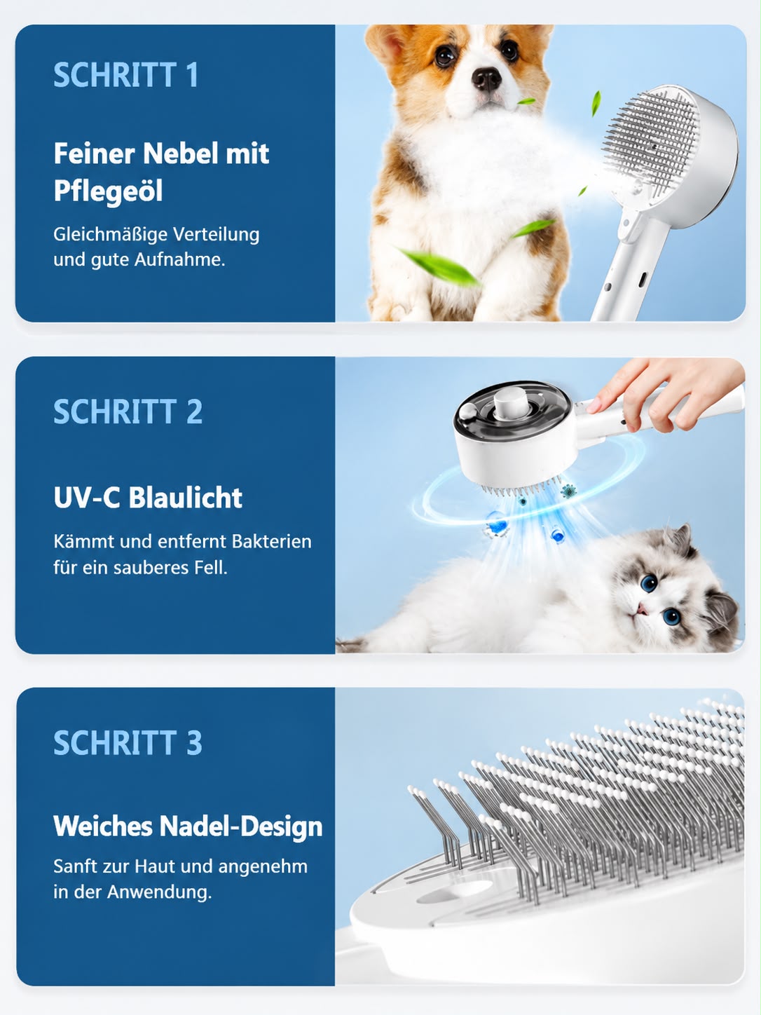 PawFlow Selbstreinigende Fellpflegebürste mit Sprühfunktion für Hunde & Katzen