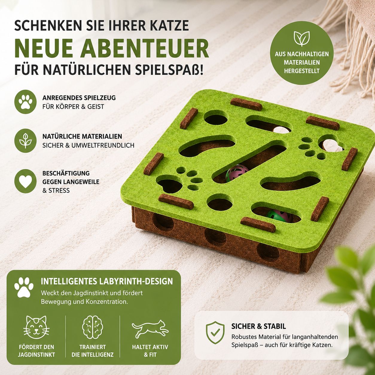 PawFlow Interaktives Katzen-Puzzle mit Labyrinth & Spielbällen – Suchen, Jagen & Entdecken