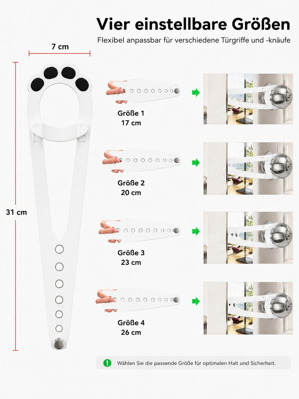 PawFlow Türhalter – Verstellbare Türsicherung mit Pfotendesign