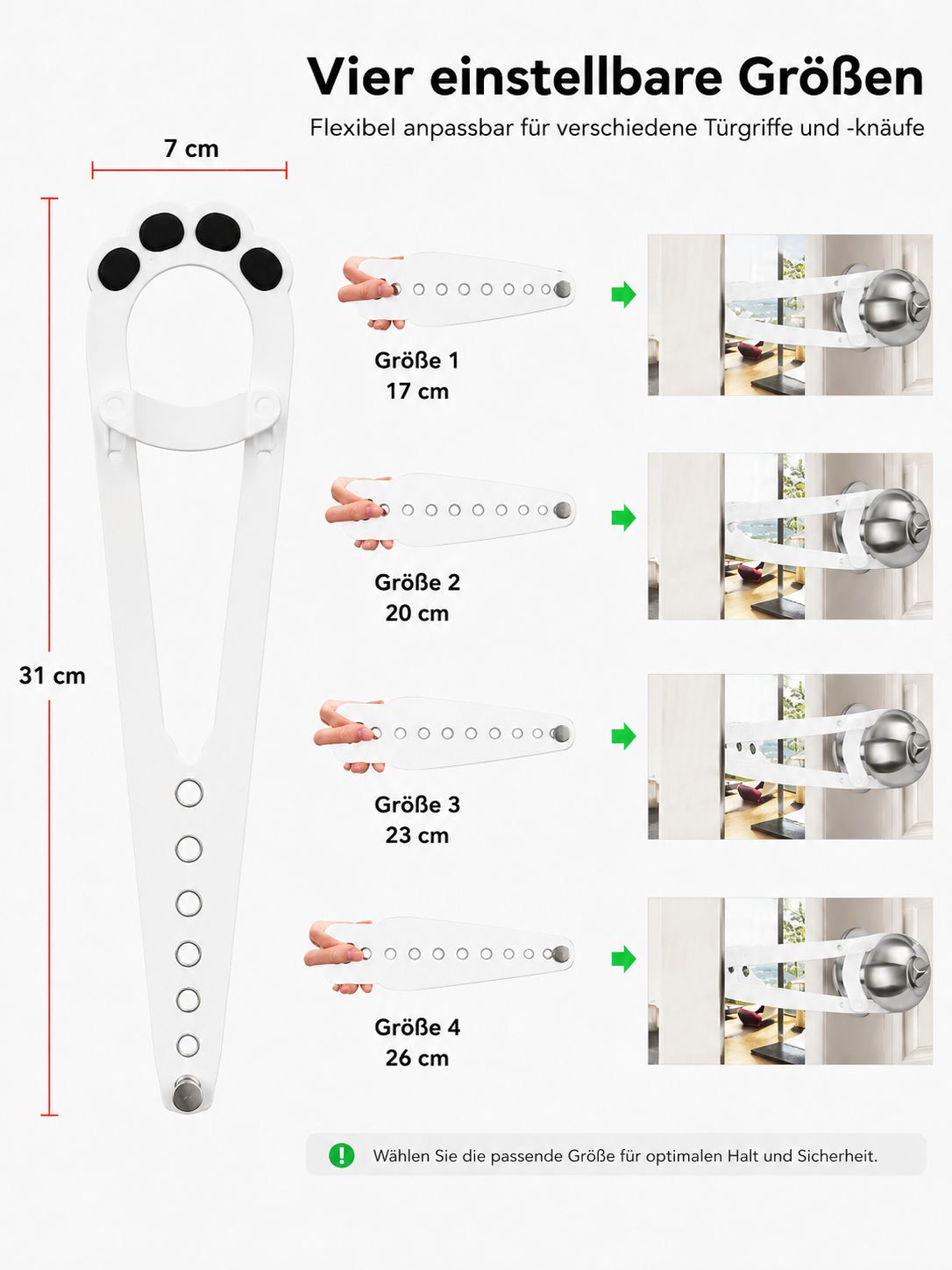 PawFlow Türhalter – Verstellbare Türsicherung mit Pfotendesign