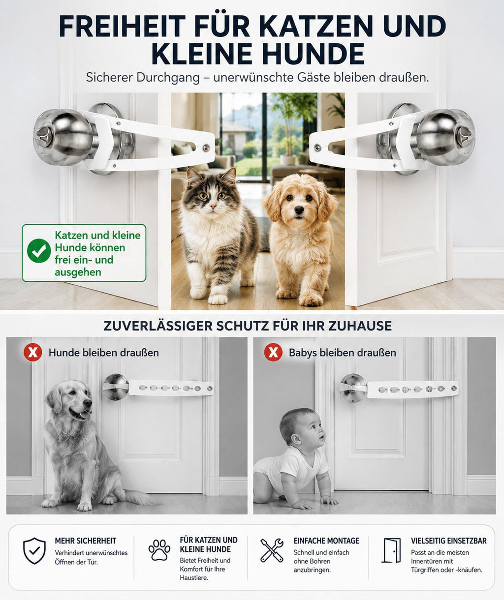 PawFlow Türhalter – Verstellbare Türsicherung mit Pfotendesign