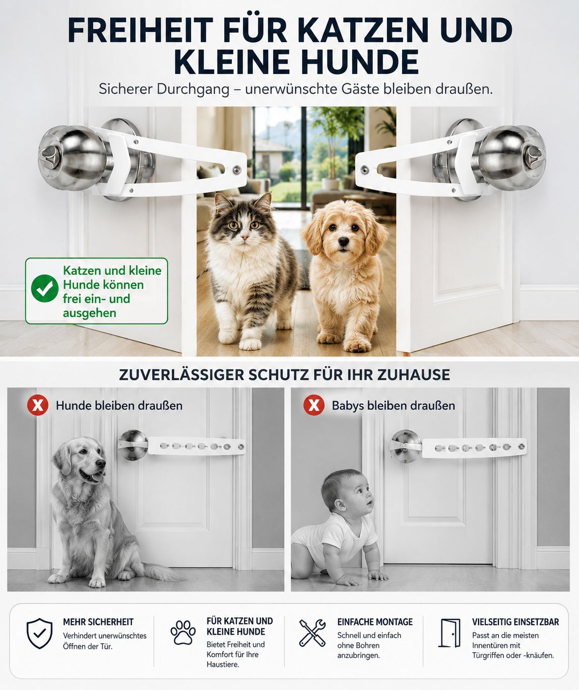 PawFlow Türhalter – Verstellbare Türsicherung mit Pfotendesign
