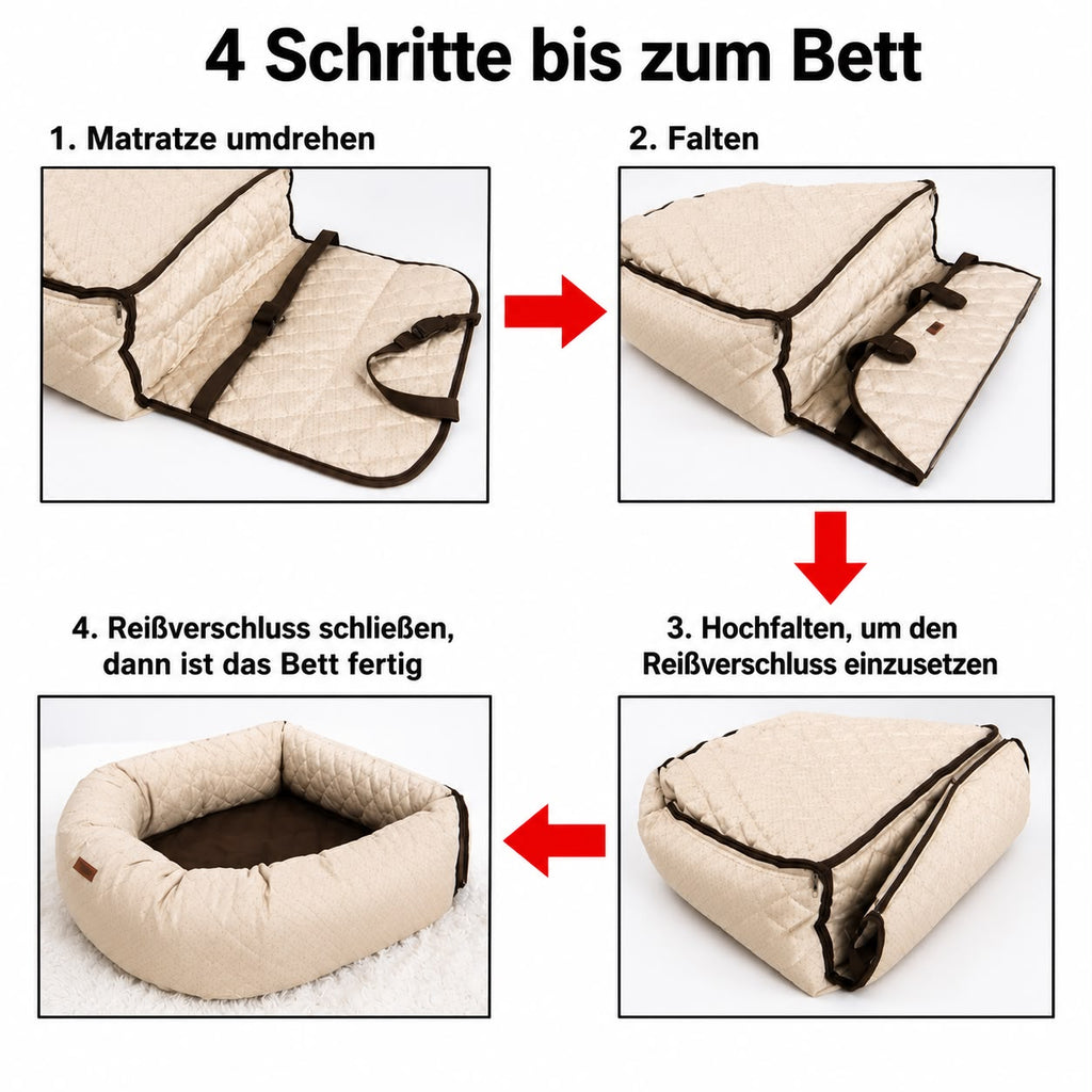 PawFlow 2-in-1 Autositz & Reisebett für Hunde und Katzen