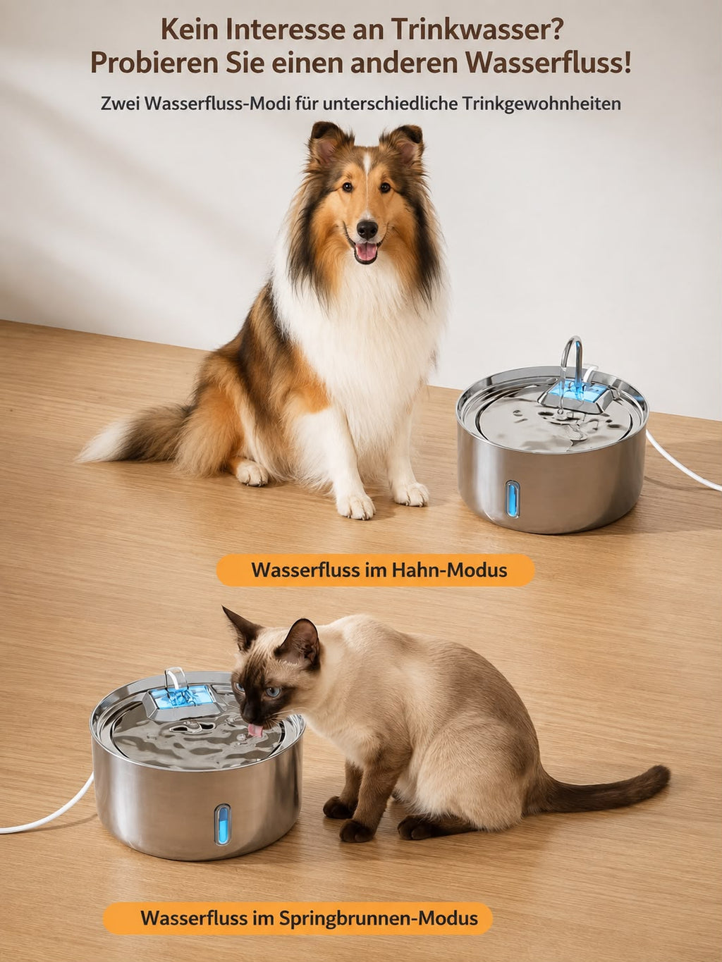 PawFlow Smart Fontain Pro – Edelstahl Haustier-Wasserspender