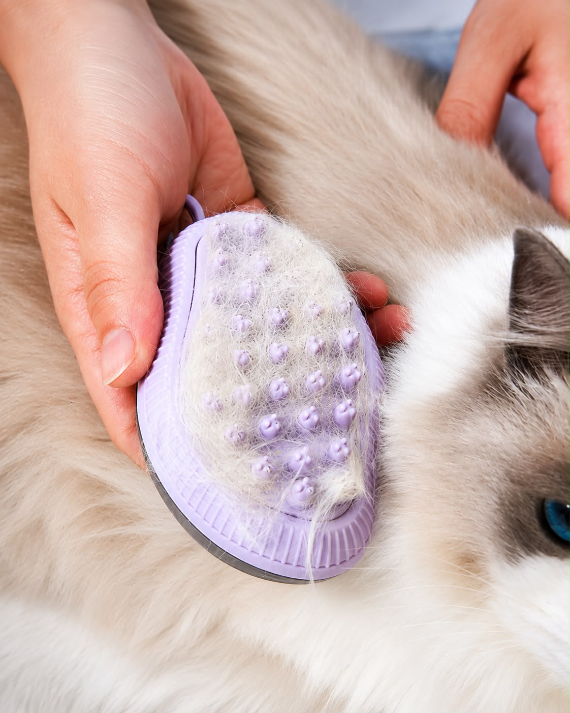 PawFlow Silikon-Fellpflegebürste mit Shampoo-Spender für Hunde & Katzen