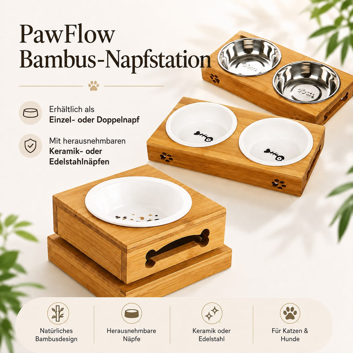 PawFlow Bambus-Napfstation