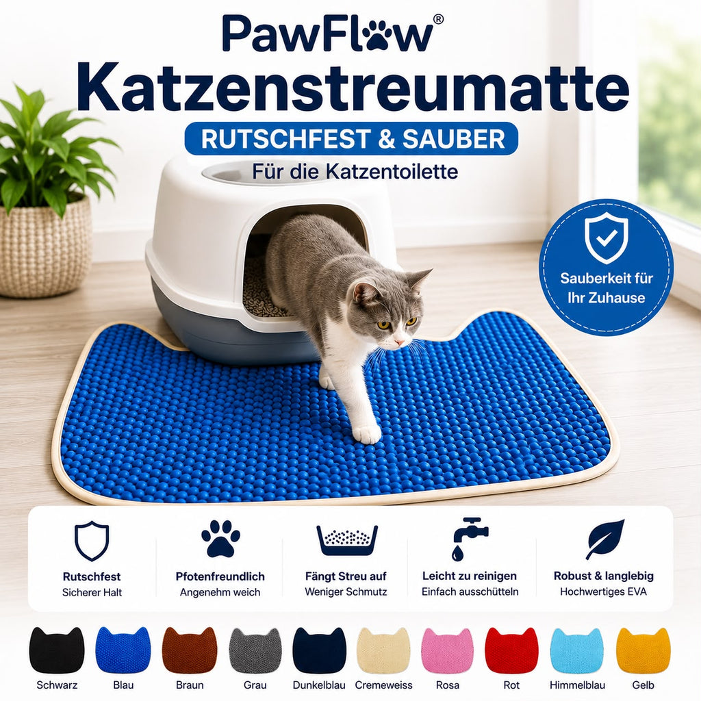 PawFlow Katzenstreumatte – Rutschfest & Sauber für die Katzentoilette