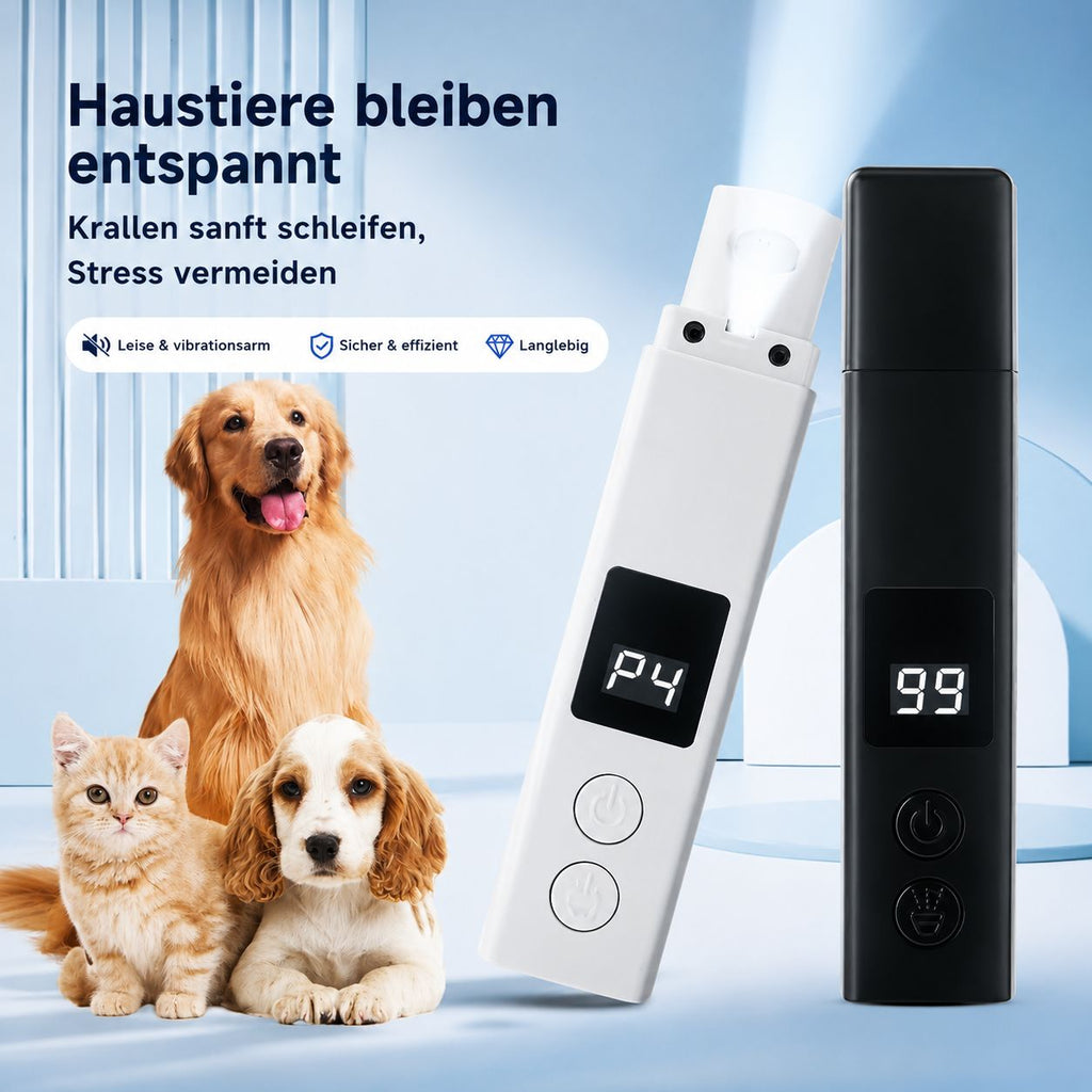 PawFlow Krallenschleifer Pro für Hunde & Katzen – Leise, USB-C & LED-Licht