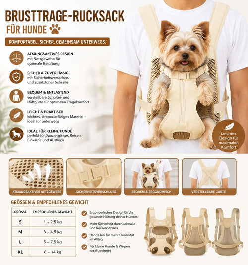 PawFlow Brusttrage-Rucksack für Hunde – Atmungsaktiv, Sicher & Bequem