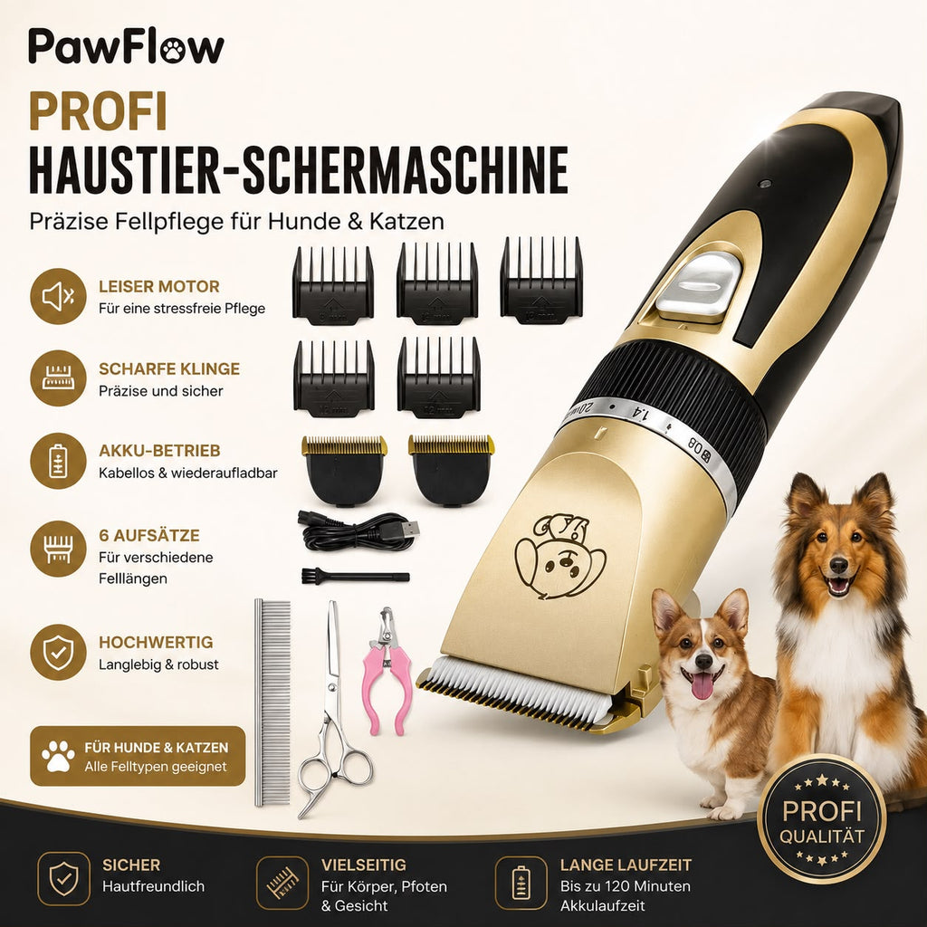 PawFlow Profi Haustier-Schermaschine – Präzise Fellpflege für Hunde & Katzen