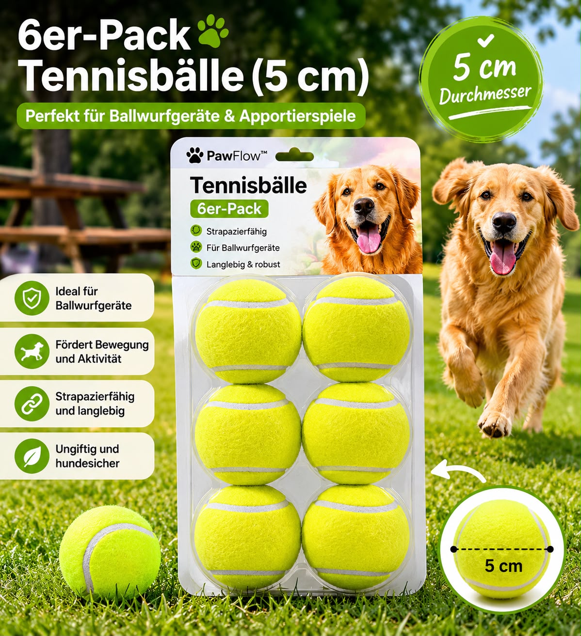 PawFlow™ Tennisball-Set für Ballwurfgeräte (6er-Pack)