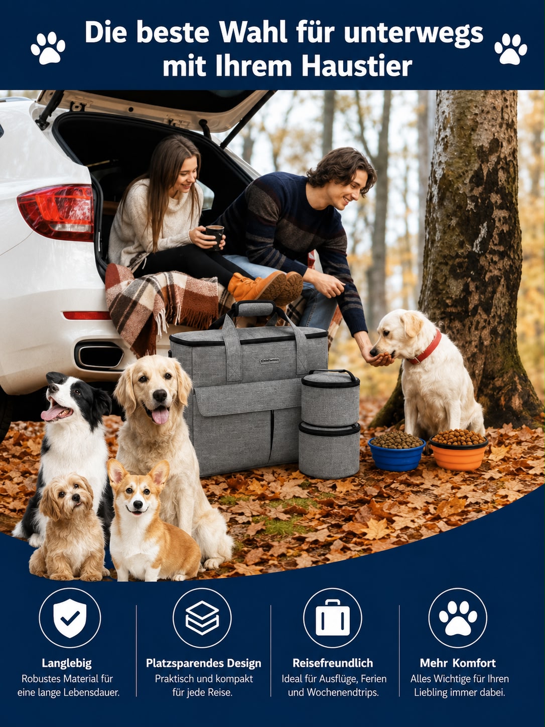 PawFlow™ Premium Reisetasche für Hunde & Katzen