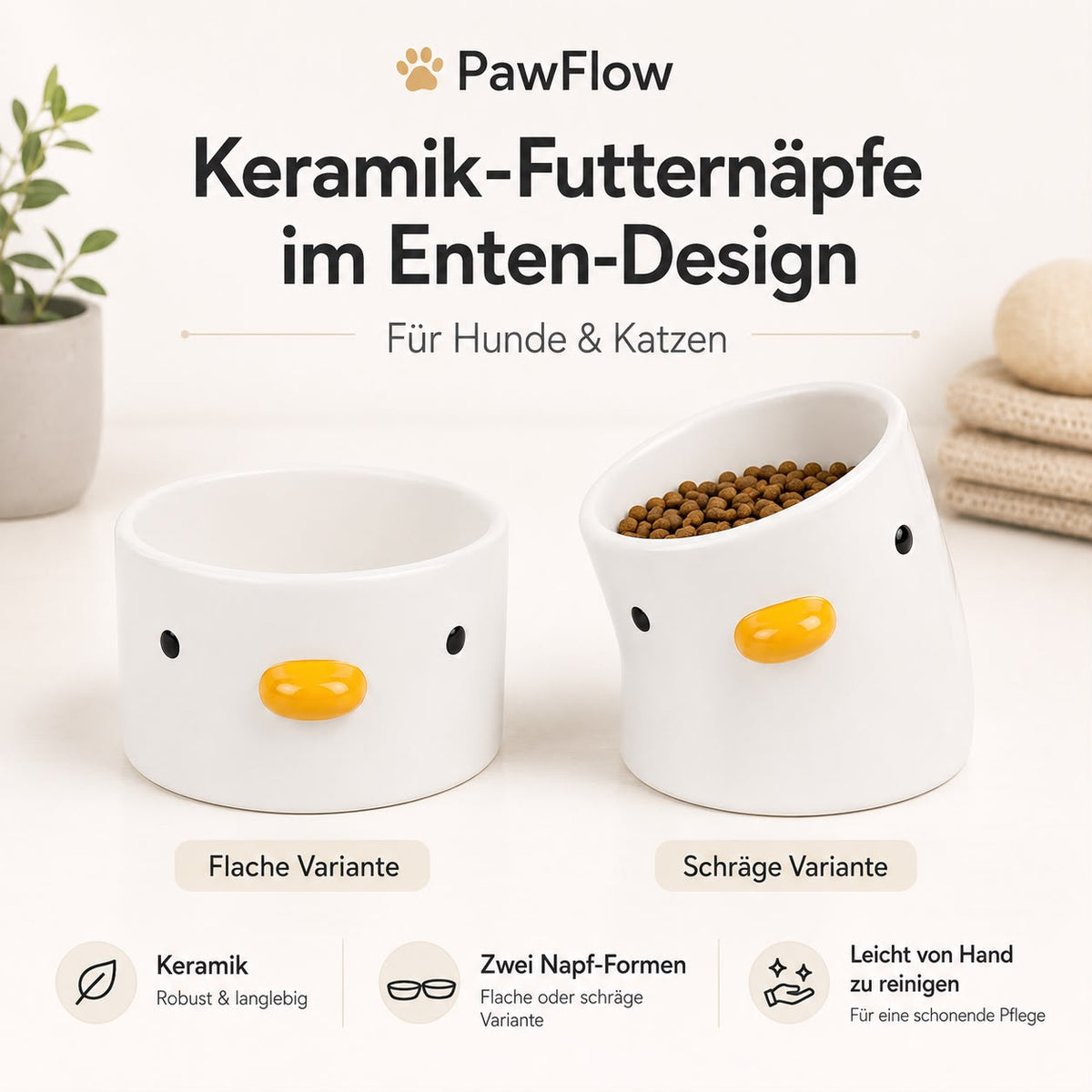 PawFlow Keramiknapf für Hunde & Katzen – gerade oder abgeschrägt