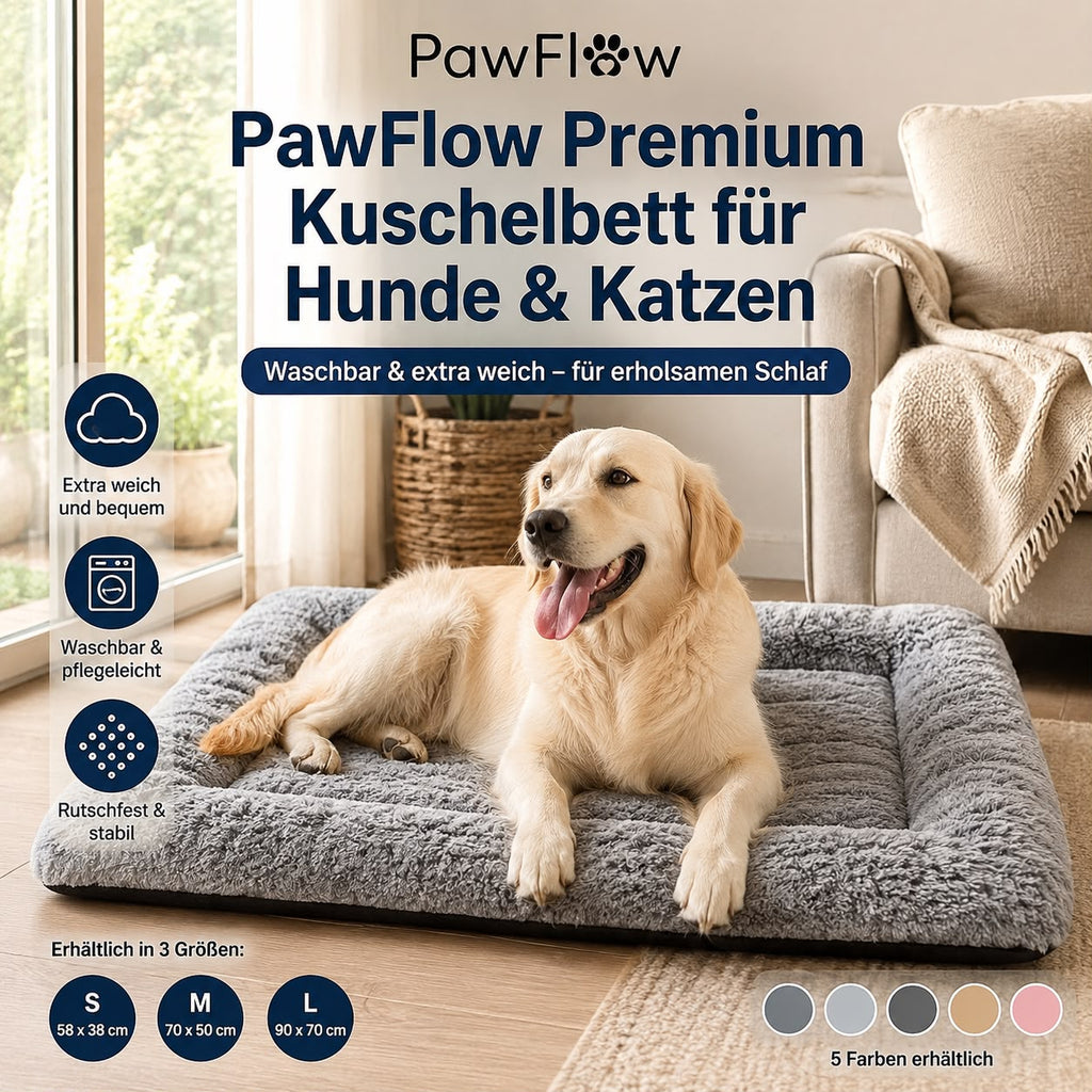 PawFlow Premium Kuschelbett für Hunde & Katzen – Waschbar & extra weich
