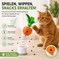 PawFlow Interaktives Karotten-Katzenspielzeug mit Snackspender – Spielen, Wippen & Belohnen