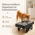 PawFlow Höhenverstellbarer Doppelnapf mit Edelstahlschalen