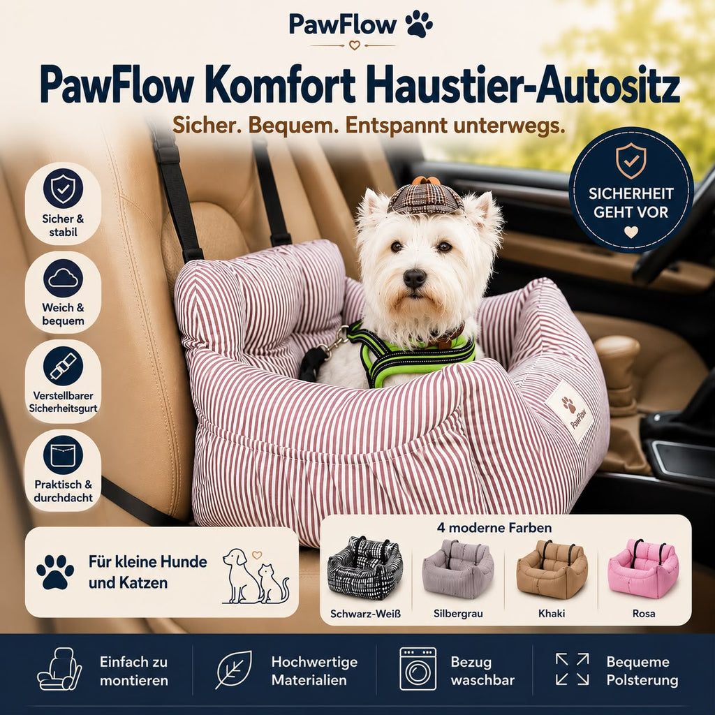 PawFlow Komfort Haustier-Autositz Premium