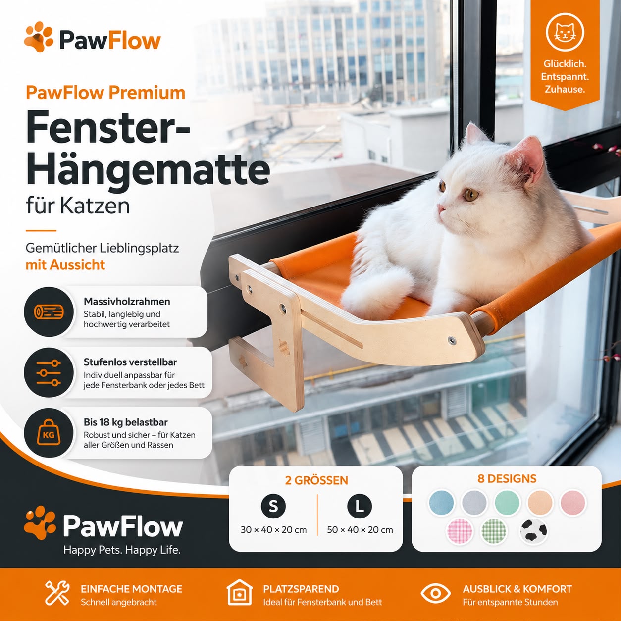 Premium Fenster-Hängematte für Katzen