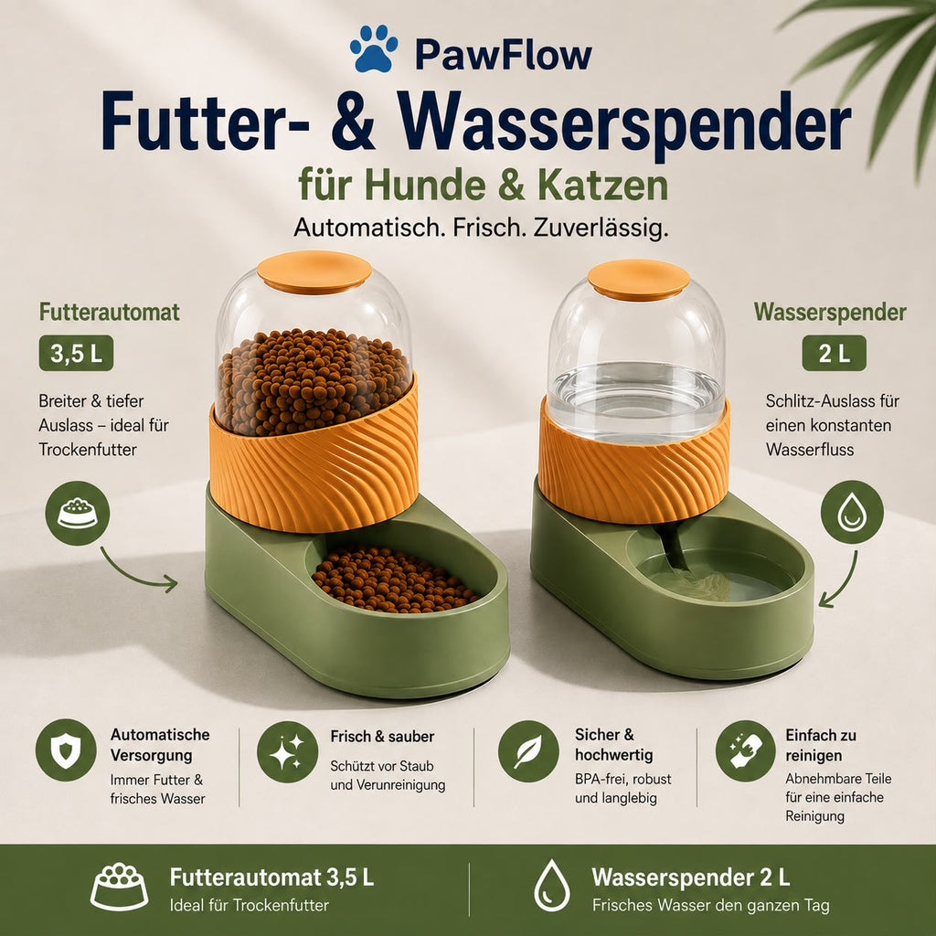 PawFlow Futter- & Wasserspender für Hunde & Katzen