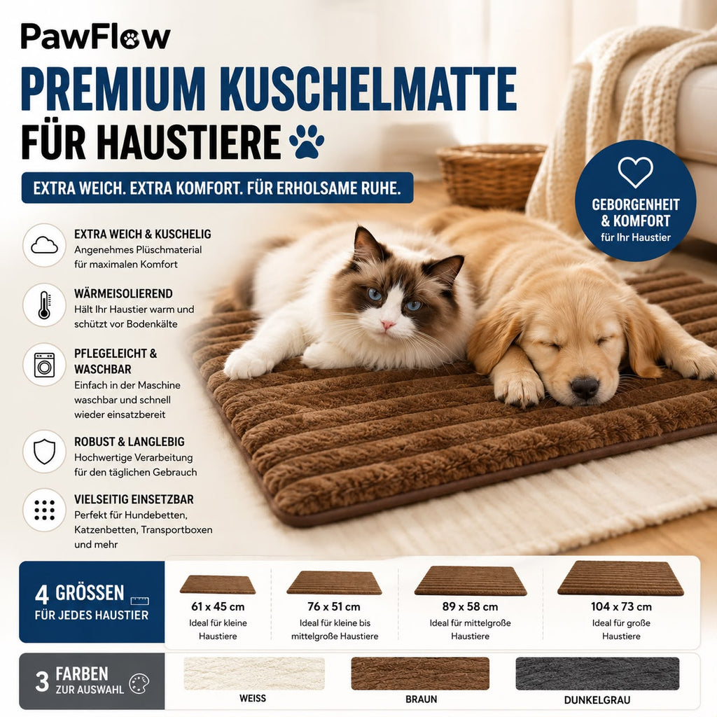 PawFlow Premium Kuschelmatte für Haustiere – Extra weich & gemütlich