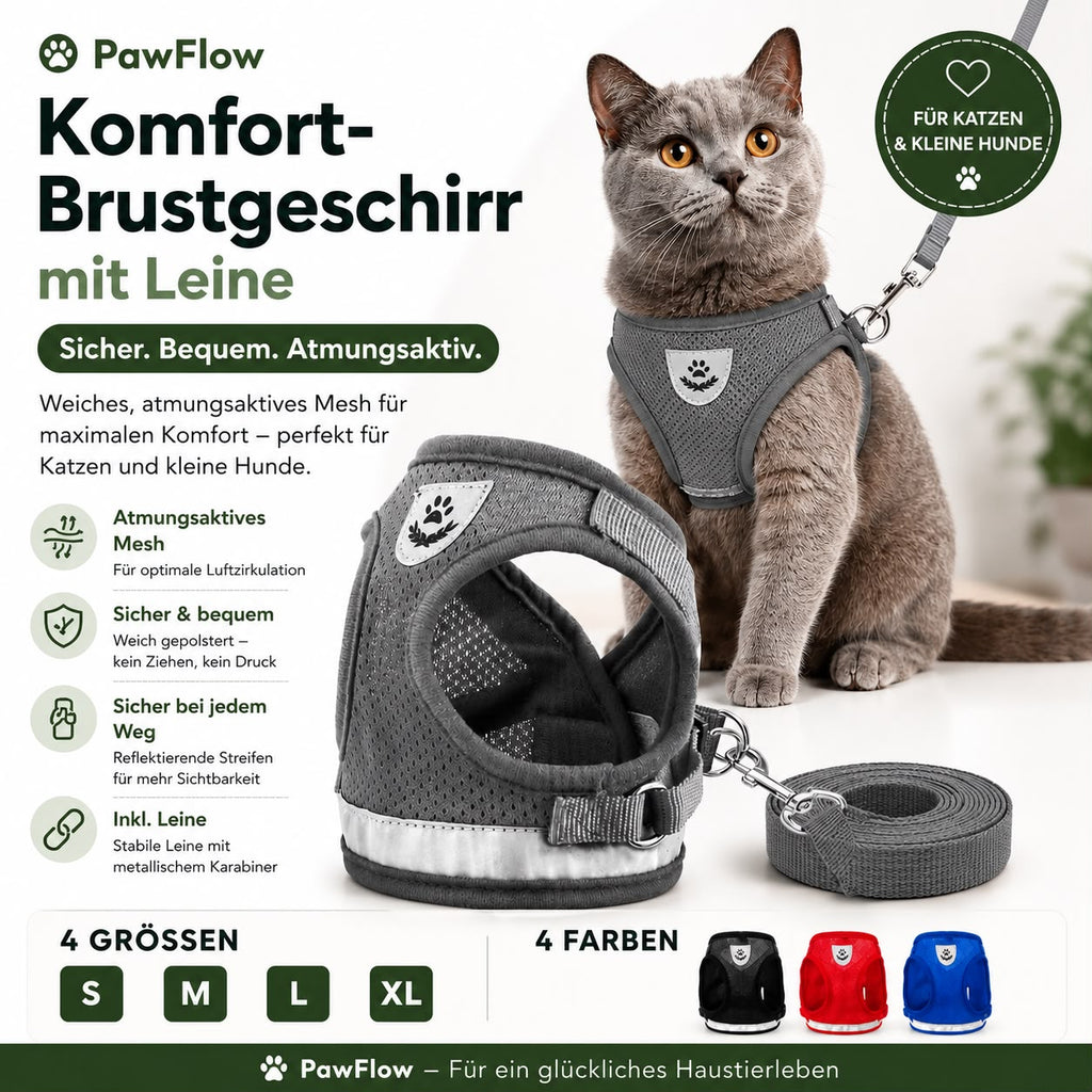 PawFlow Komfort-Brustgeschirr mit Leine