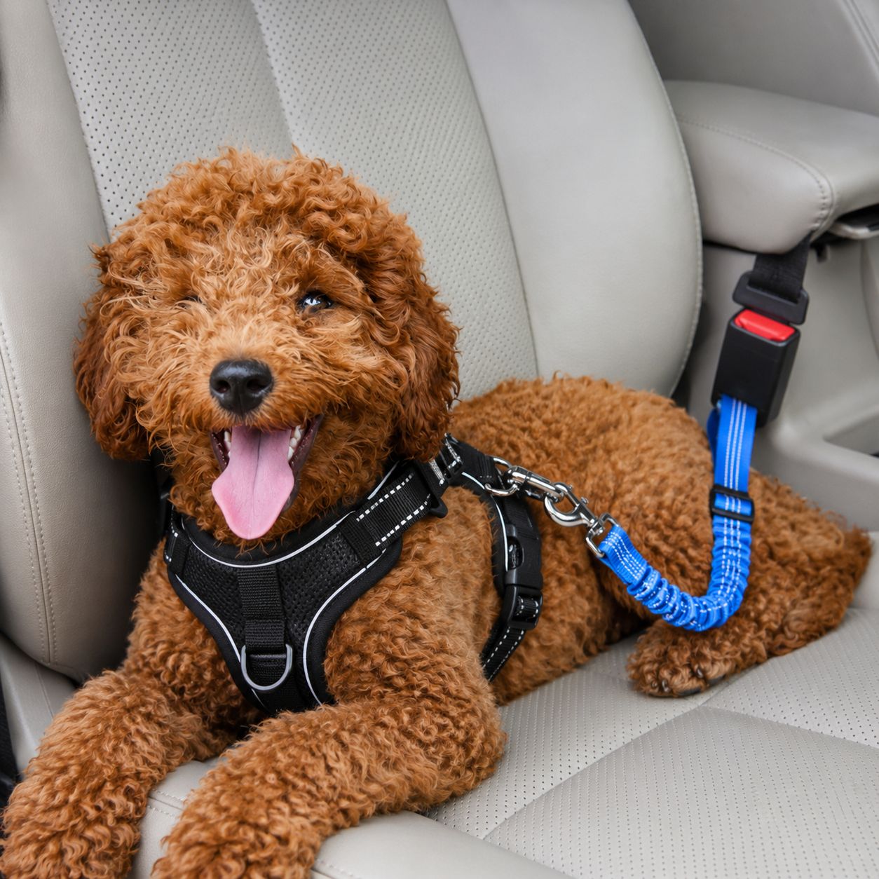 PawFlow™ Elastischer Hunde-Autosicherheitsgurt mit Reflektorstreifen