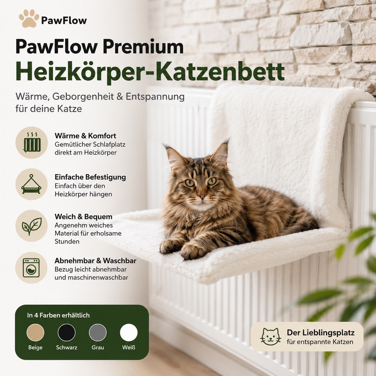 PawFlow Premium Heizkörper-Katzenbett