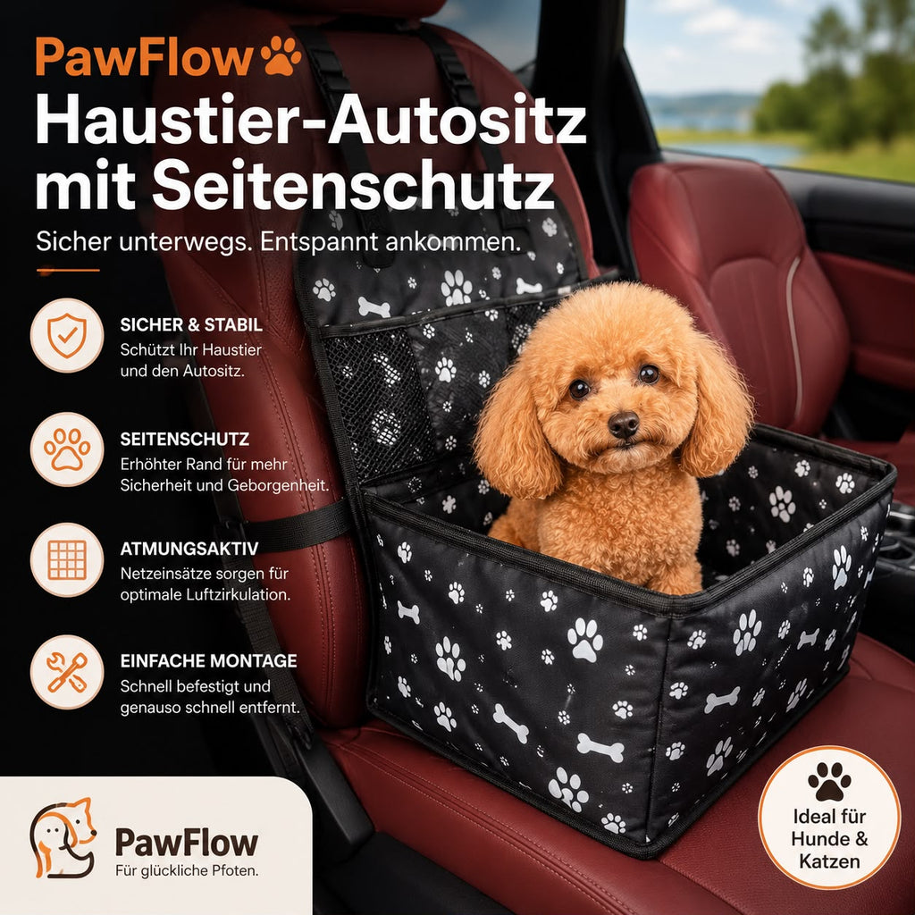 PawFlow Haustier-Autositz mit Seitenschutz