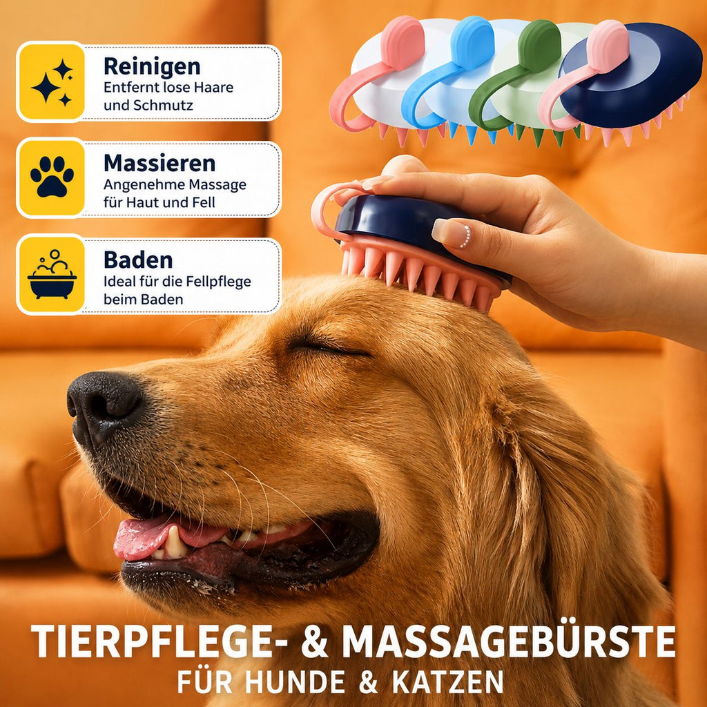 PawFlow Fellpflege- & Massagebürste für Hunde & Katzen – Sanft, effektiv & leicht zu reinigen