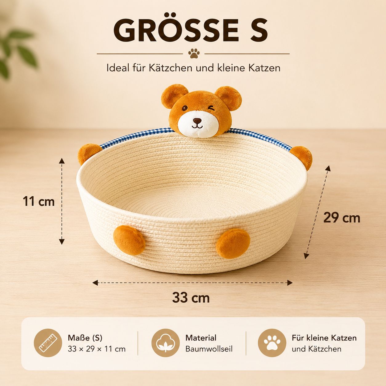 PawFlow Baumwollseil-Katzenbett mit Kratzfläche – Schlafen, Kratzen & Wohlfühlen
