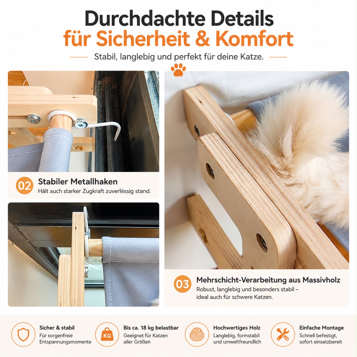 Premium Fenster-Hängematte für Katzen