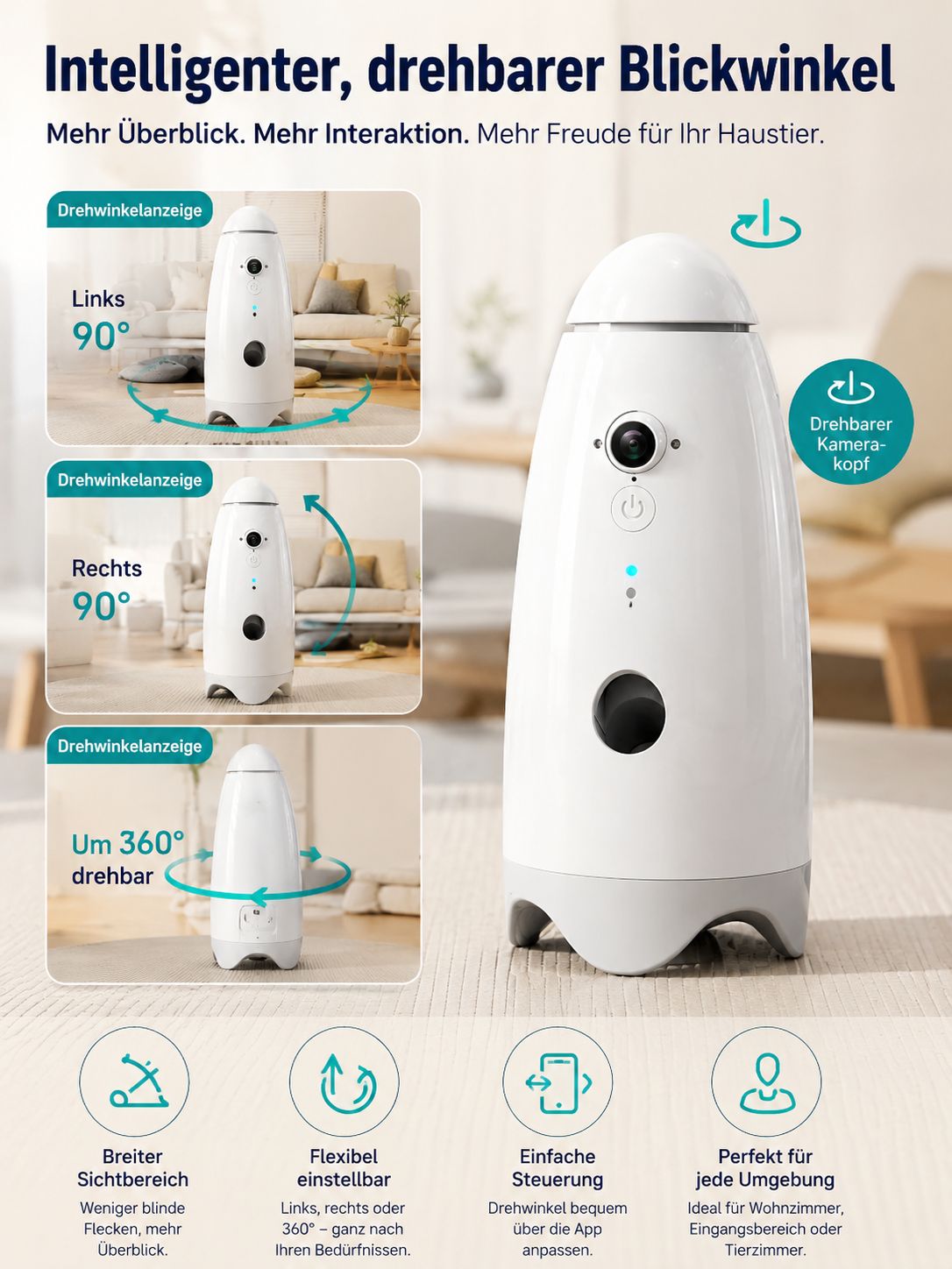 PawFlow Smart-Leckerliwerfer mit HD-Kamera – App-gesteuert für Hunde & Katzen