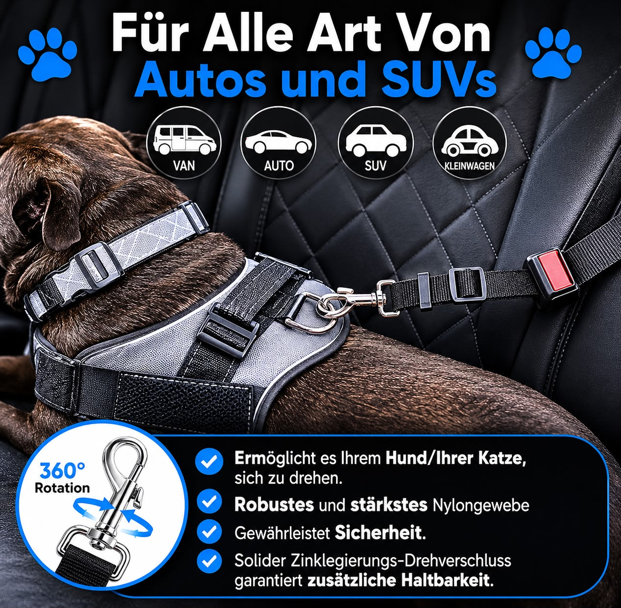 PawFlow™ Sicherheitsgurt für Hunde & Katzen