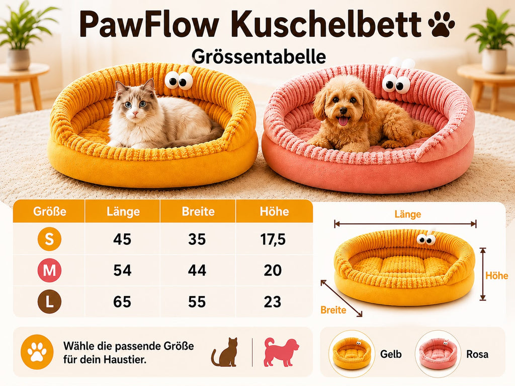 PawFlow Kuschelbett für Katzen & kleine Hunde