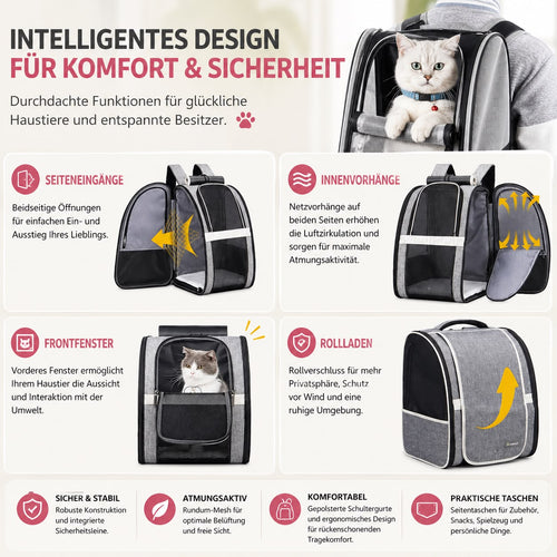 PawFlow Bubble Premium Haustier-Rucksack für Hunde & Katzen