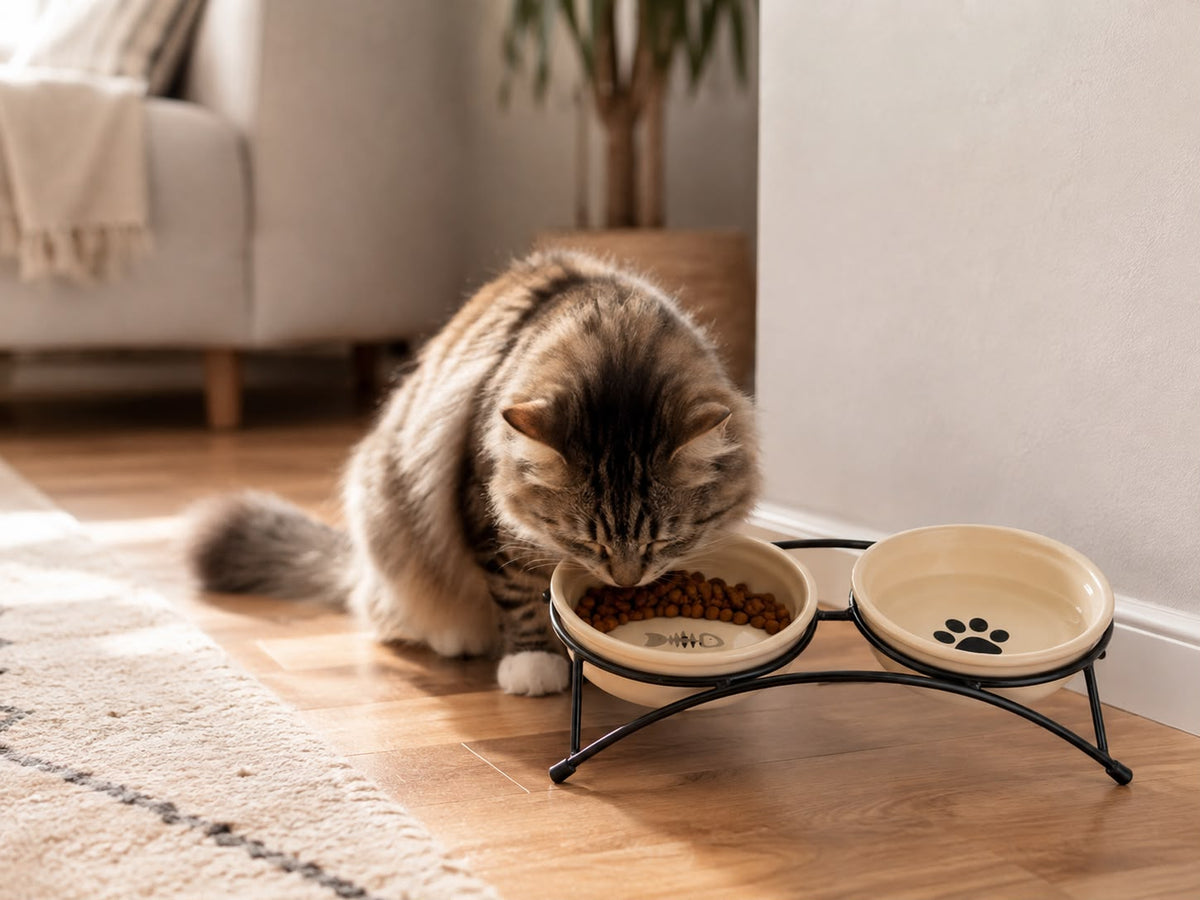 PawFlow Keramik-Doppelnapf mit Metallgestell