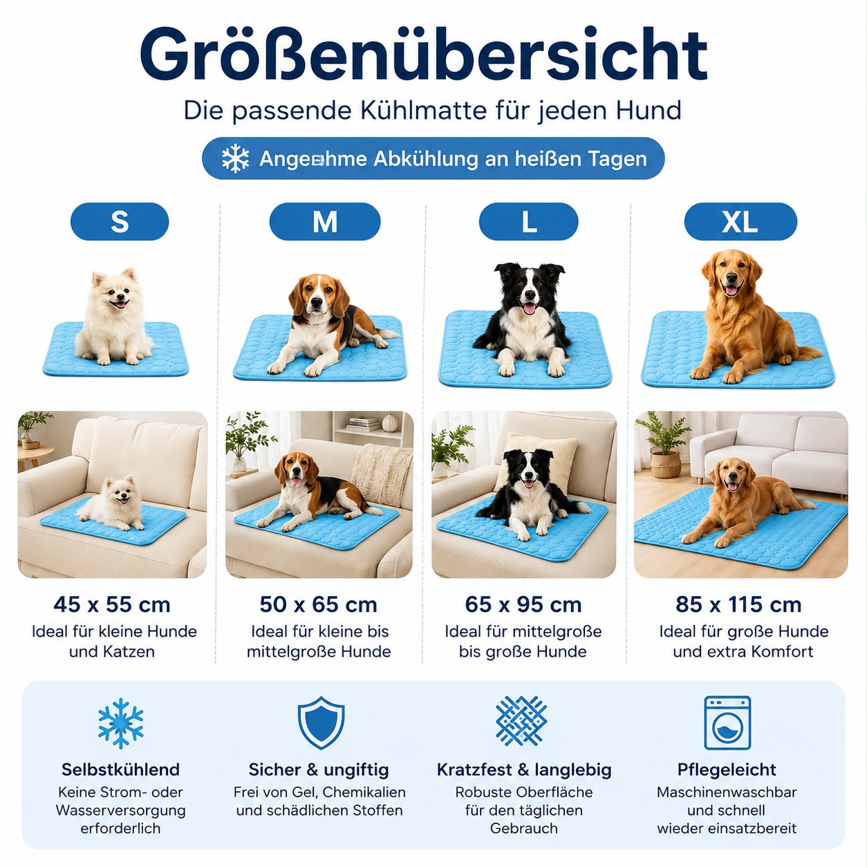 PawFlow Kühlmatte für Hunde & Katzen – Atmungsaktiv, kratzfest & angenehm kühl