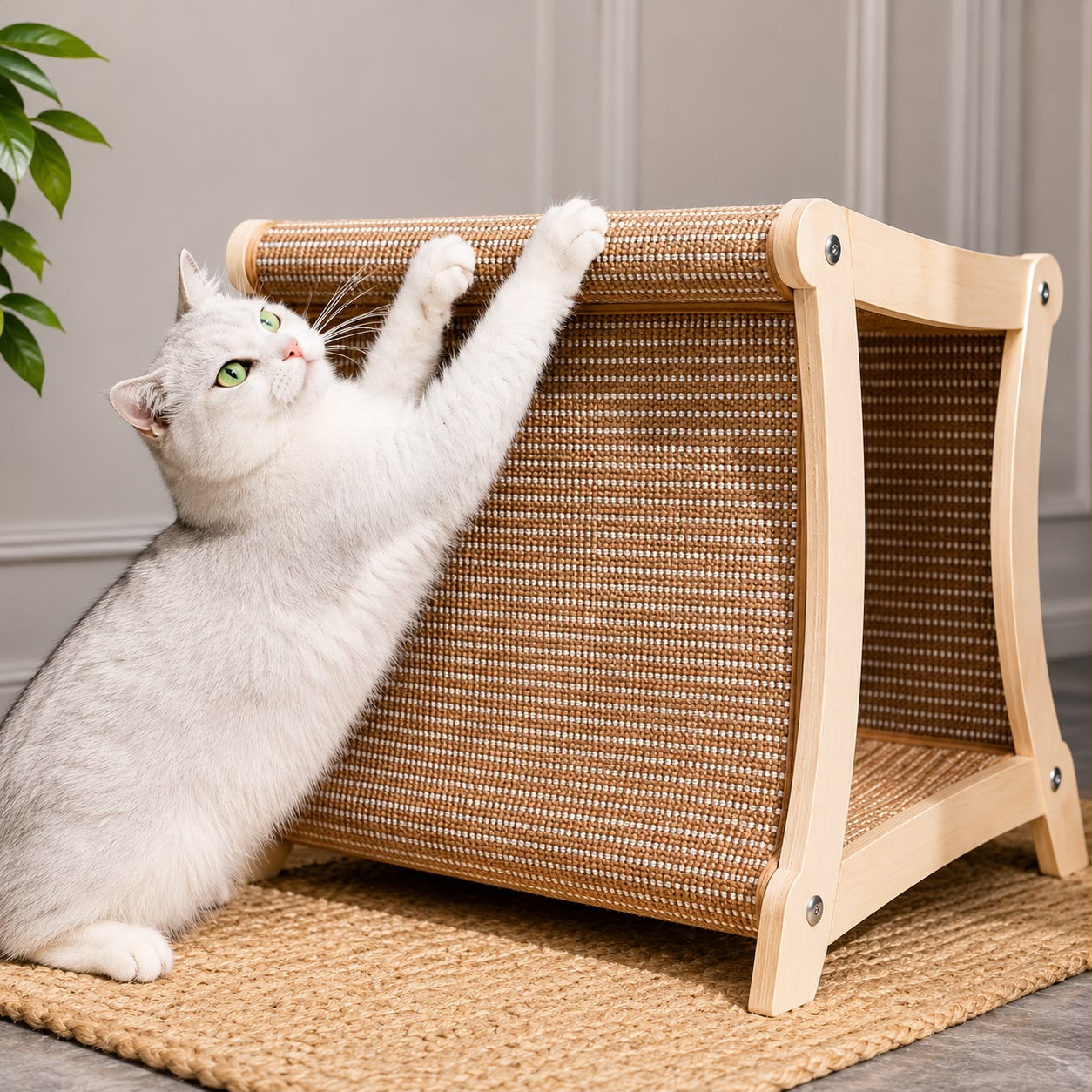 PawFlow Katzen-Lounge mit Kratzflächen – Doppelstöckiger Rückzugsort aus Holz