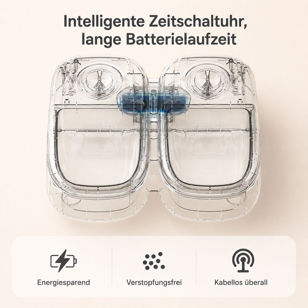 PawFlow Automatischer Futterspender für Hunde & Katzen – Einzel- oder Doppelnapf