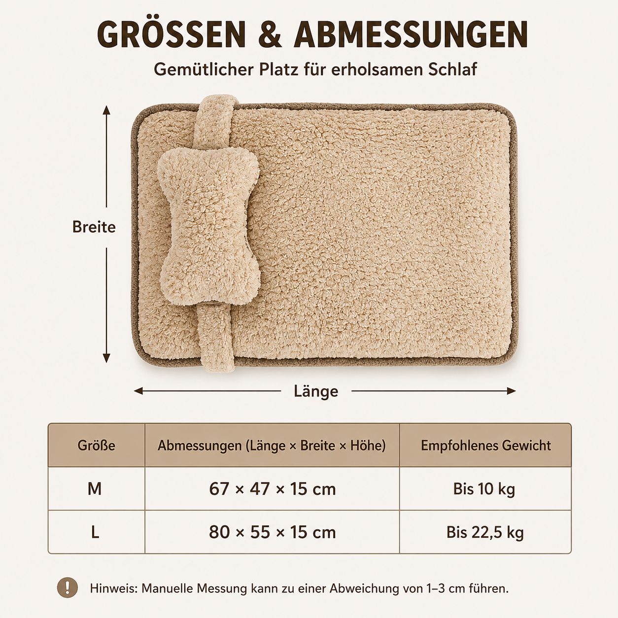 PawFlow Kuschelbett für Hunde & Katzen aus Plüsch mit Knochenkissen – Waschbar & besonders weich