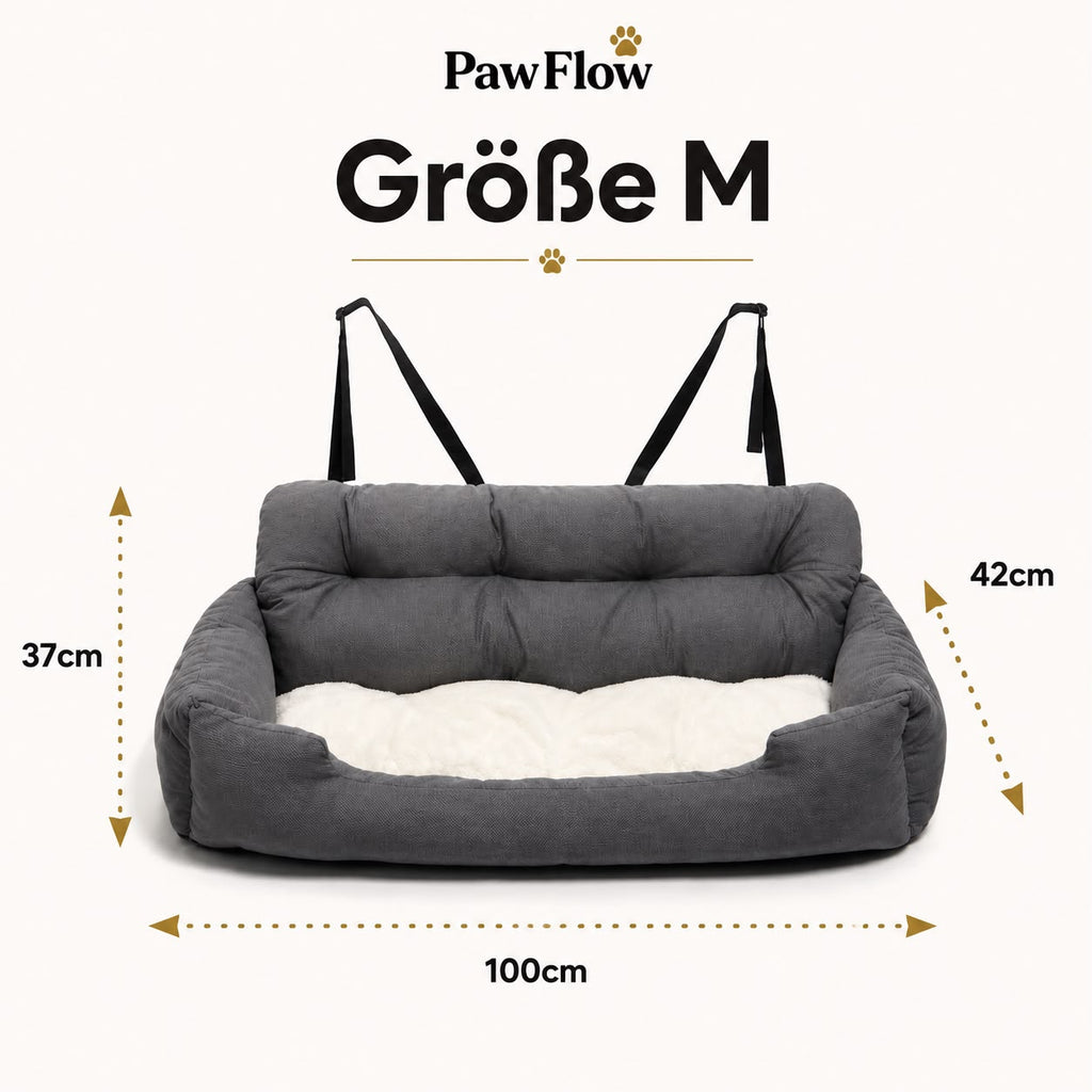 PawFlow Premium Autositz & Reisebett für Hunde und Katzen