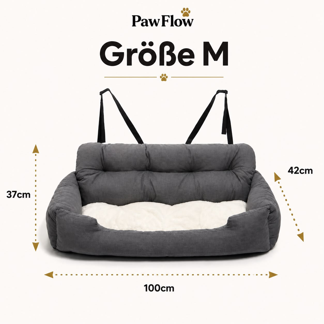 PawFlow Premium Autositz & Reisebett für Hunde und Katzen