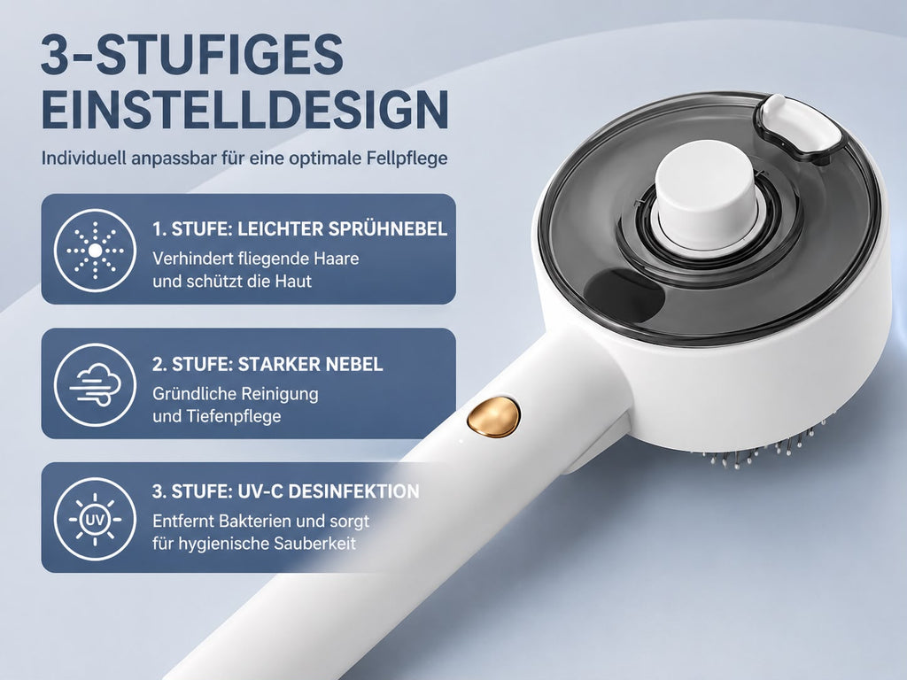 PawFlow Selbstreinigende Fellpflegebürste mit Sprühfunktion für Hunde & Katzen