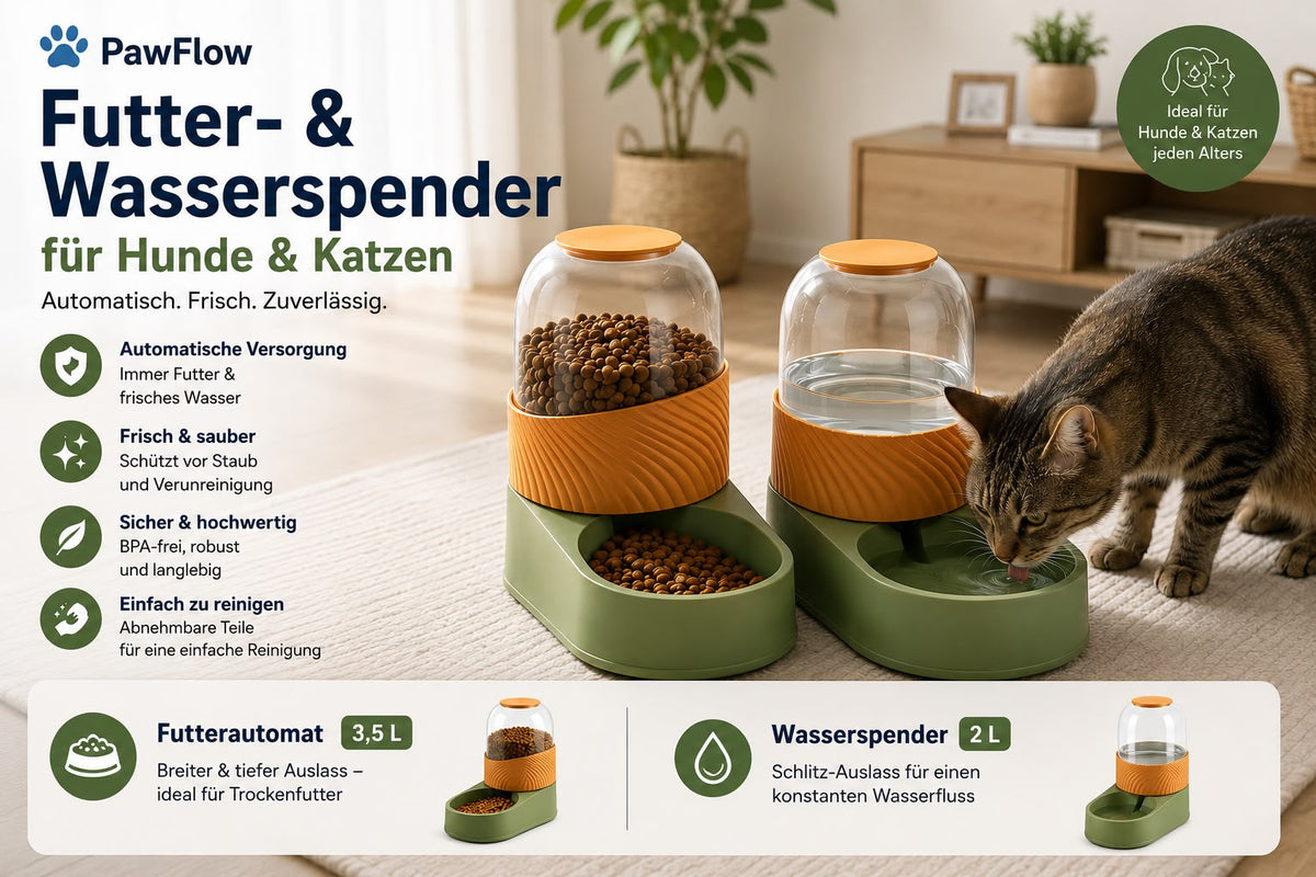 PawFlow Futter- & Wasserspender für Hunde & Katzen