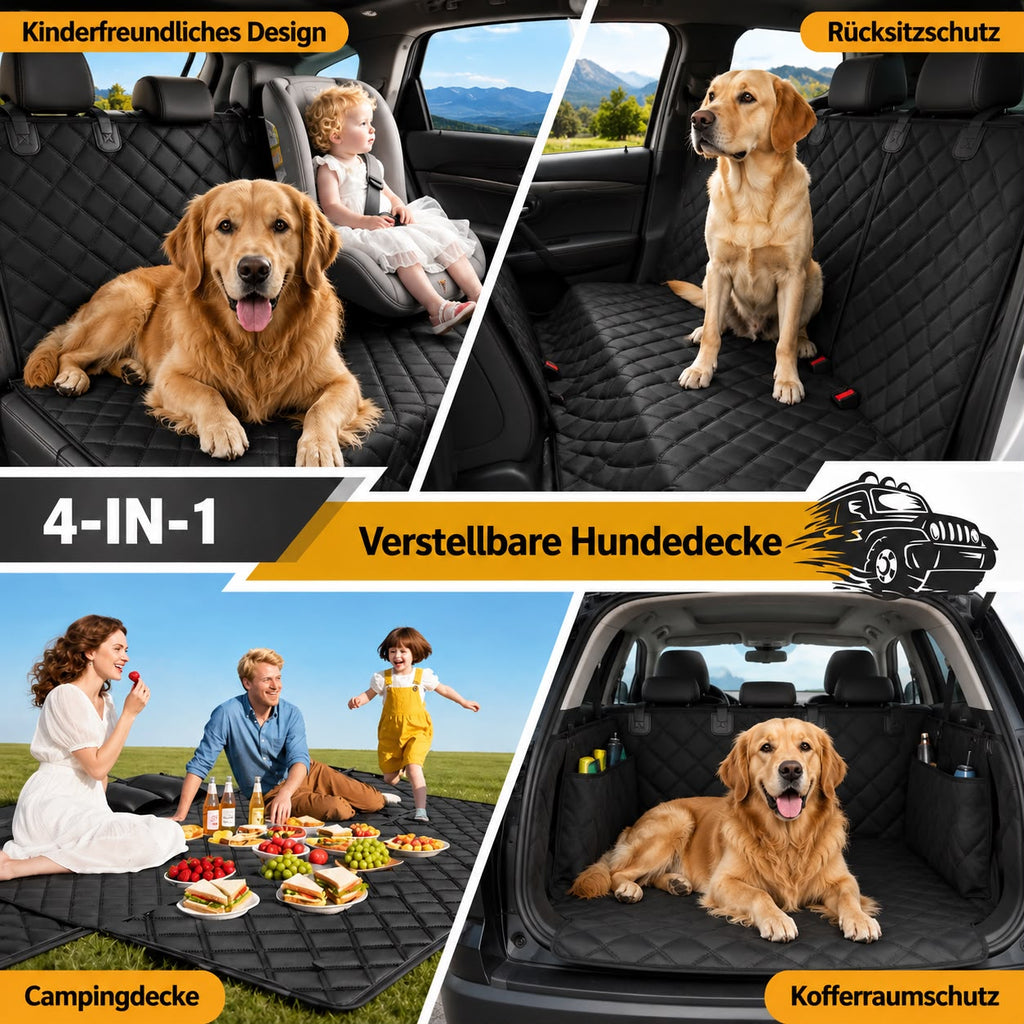 PawFlow Auto-Rücksitzschutz Premium – Wasserdichte Hundedecke für die Rückbank