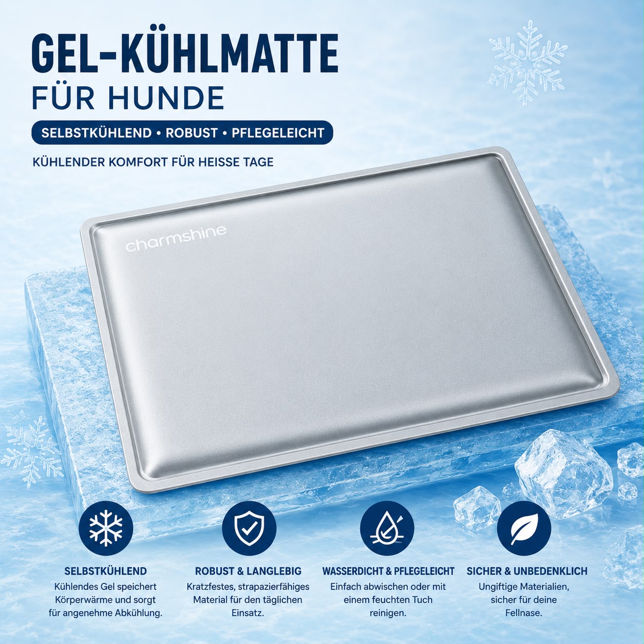 PawFlow Premium Gel-Kühlmatte für Hunde & Katzen – Selbstkühlend & besonders langlebig
