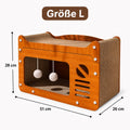 PawFlow Retro-Katzenhöhle mit Kratzfläche & Spielbällen